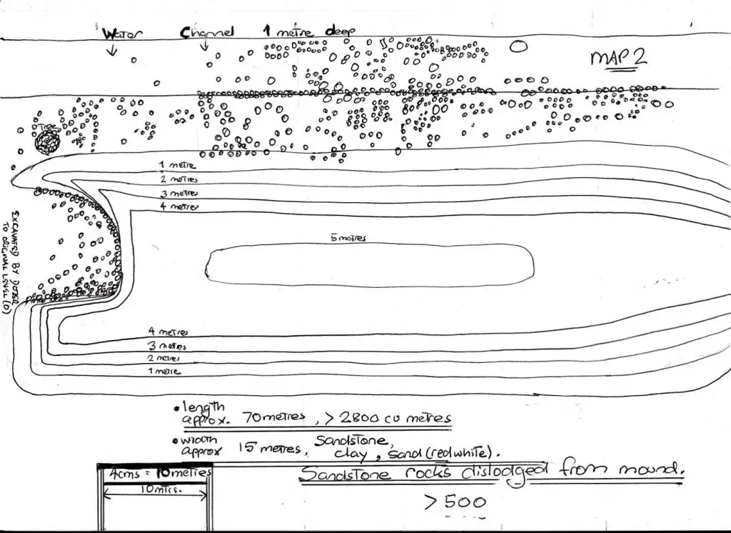 Figure 4 (Map 2) Smaller mound and scatter of sandstone rocks