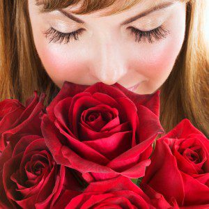 Woman with roses