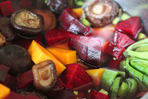 Trinity's ‘Beetroot & Shiitake’ Soup - Ingredients Starting to Simmer