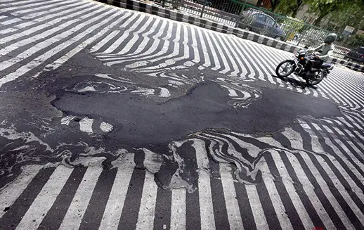 Geoengineering - Delhi India Heatwave - Melted Road